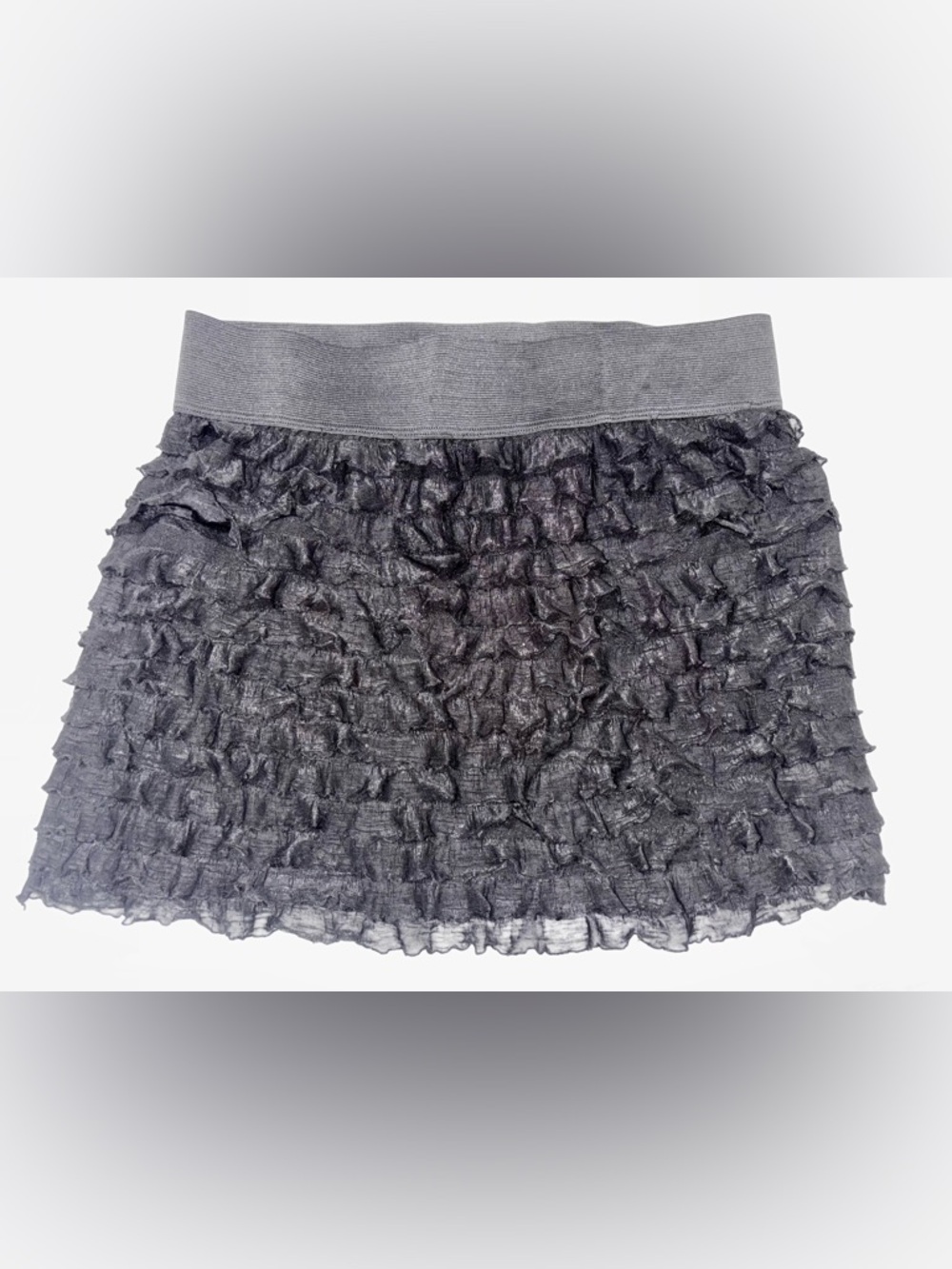 Free People Black Sheer Ruffle Mini Skirt Boho Y2K Fairy Elastic Waist